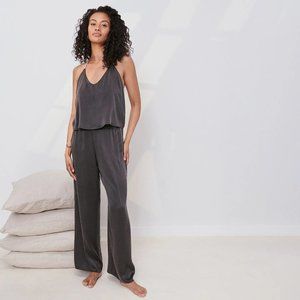 NWT Lunya Washable SILK CAMI PANT SET Size L Gray Pajama Cute Soft Silk $248